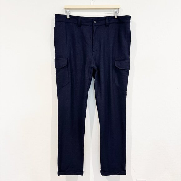 Aether Wool Blend Men's Cuffed Cargo Dress Pants Office Work Outdoors Blue 36 - Picture 1 of 9